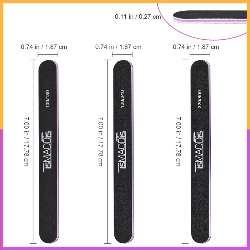 TsMADDTs Nails File 20 PCS Double Sided Emery Board for Natural Acrylic Nails 100 120 180 240 320 800 Grits, Professional Manicure Pedicure Tools - Image 2